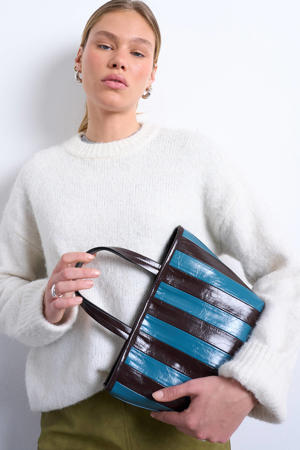 mini shopper TSGEMMA donkerbruin/blauw