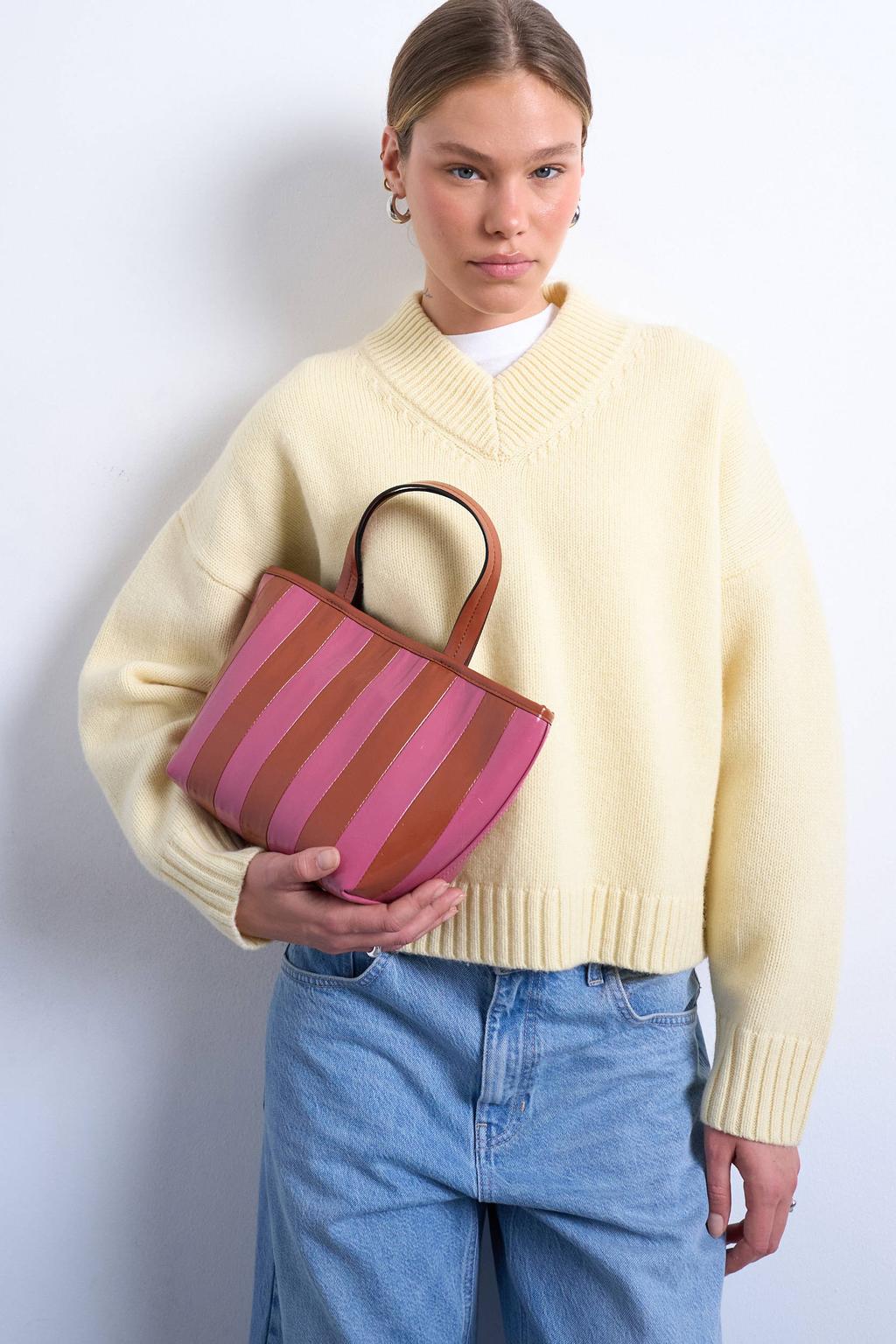 TOPSHOP mini shopper TSGEMMA roze/bruin