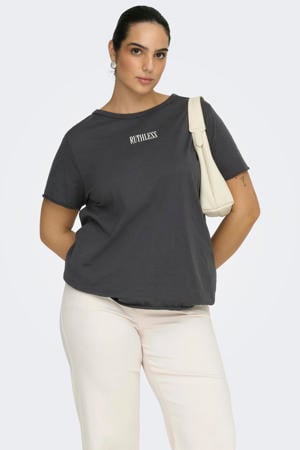 T-shirt met backprint antraciet
