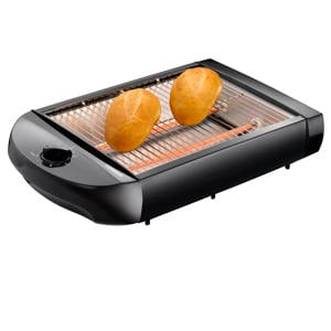 16140145 - Platte broodrooster met afneembare kruimellade, 600W - Zwart