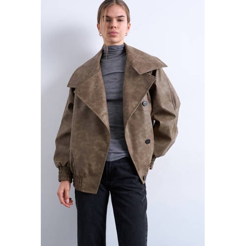 TOPSHOP imitatieleren bomberjack bruin afbeelding