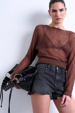 denim mom high waist short black denim