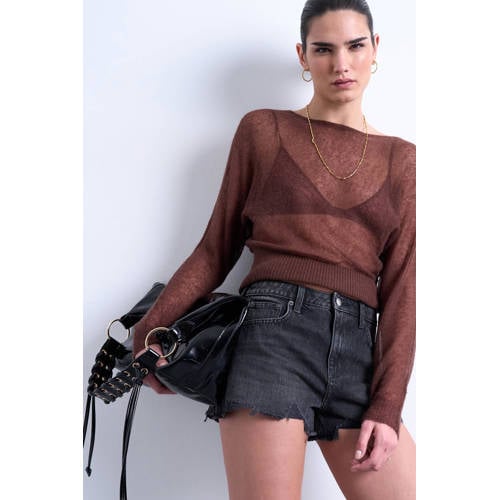 TOPSHOP denim mom high waist short black denim afbeelding