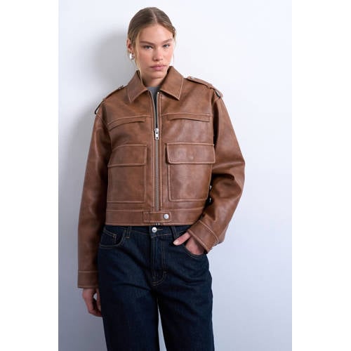 TOPSHOP imitatieleren jasje bruin afbeelding