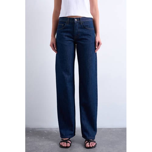 TOPSHOP Tsember Lr Wide Dnm Jeans Db Noos low waist wide leg jeans dark blue denim afbeelding