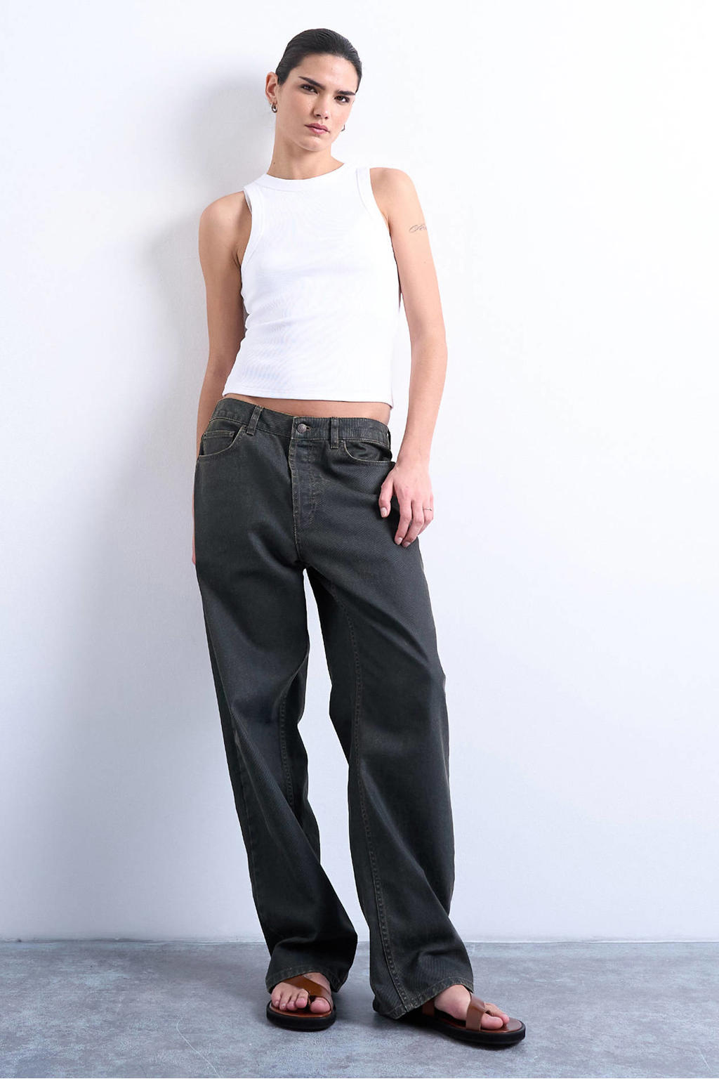 Witte dames TOPSHOP top met effen en ronde hals