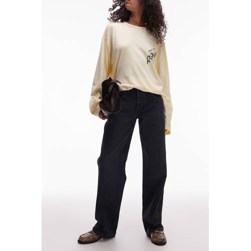 TOPSHOP Tsember Lr Wide Dnm Jeans Blw Noos low waist wide leg jeans black denim afbeelding