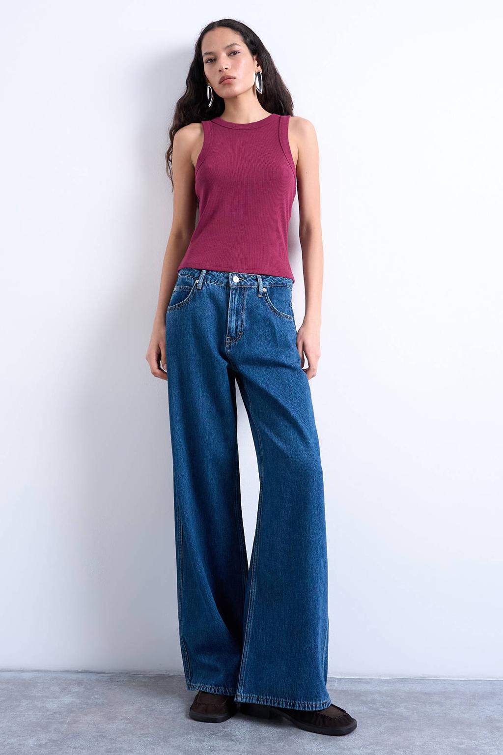 Donkerpaarse dames TOPSHOP top met effen en ronde hals