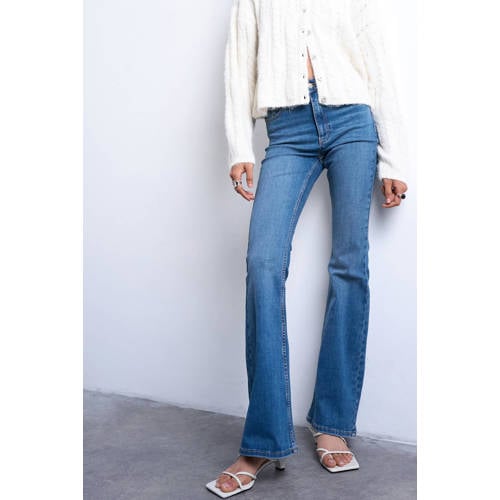 TOPSHOP Tsjamie Hr Flare Dnm Jeans Mb Noos high waist flared jeans medium blue denim afbeelding