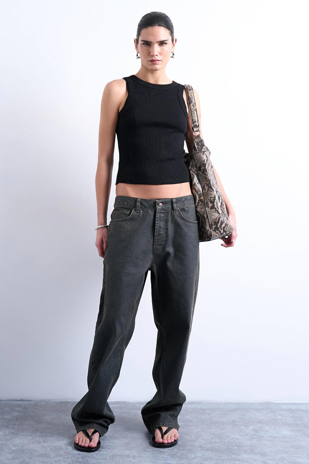 Zwarte dames TOPSHOP top met effen en ronde hals
