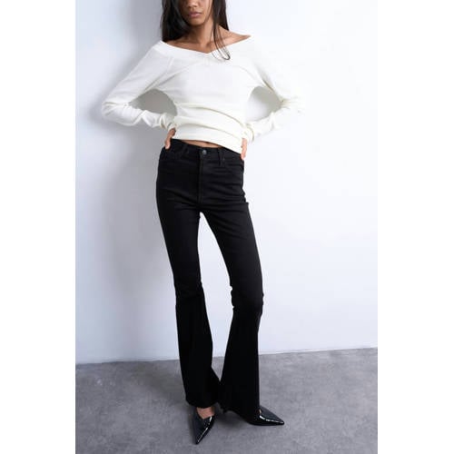 TOPSHOP Tsjamie Hr Flare Dnm Jeans Bl Noos high waist flared jeans black denim afbeelding