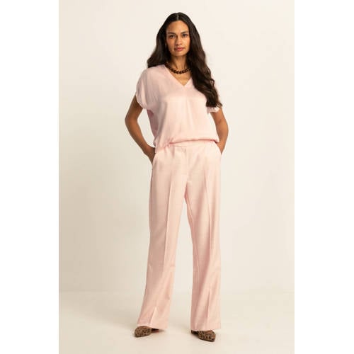 Expresso wide leg high waist broek lichtroze afbeelding