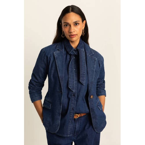 Expresso denim regular blazer dark blue denim afbeelding