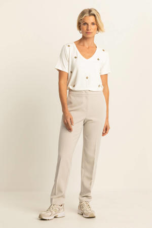 straight high waist pantalon beige