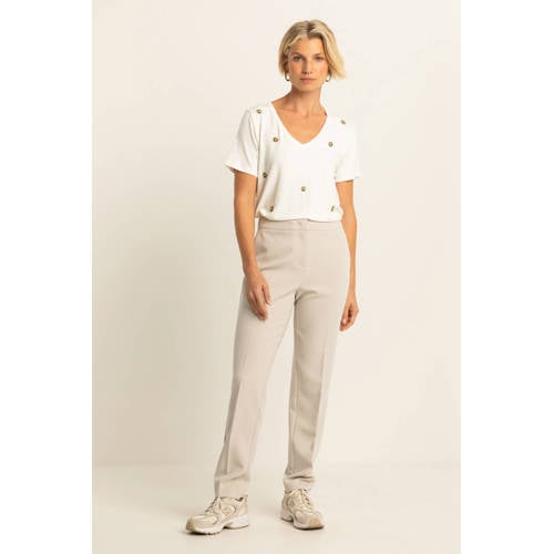 Expresso straight high waist pantalon beige afbeelding