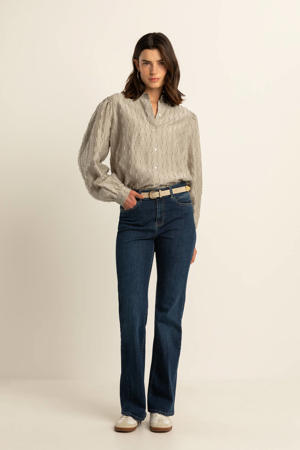 high waist straight leg jeans dark blue denim