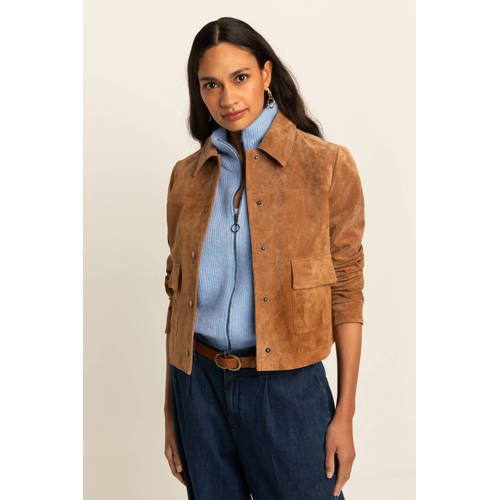 Expresso suede jasje bruin afbeelding