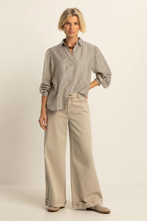 high waist wide leg jeans zand