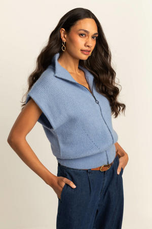 gilet blauw gebreid