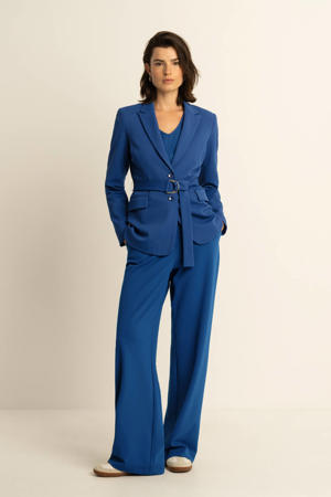 travelstof wide leg broek blauw