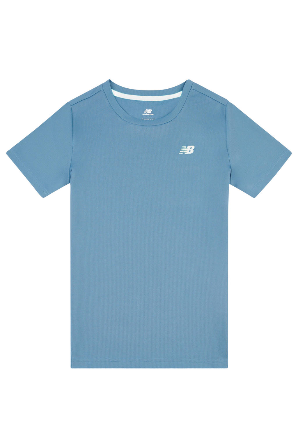 Blauwe jongens en meisjes New Balance T-shirt van polyester met effen, korte mouwen en ronde hals