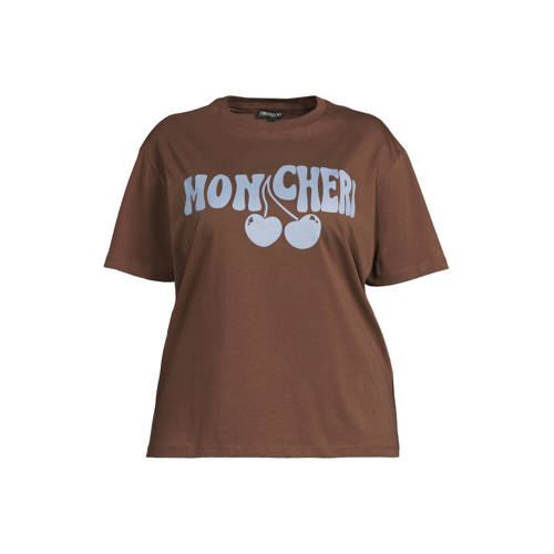 GREAT LOOKS T-shirt met printopdruk donkerbruin afbeelding