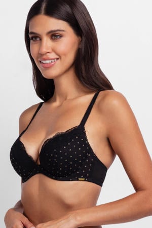voorgevormde push-up bh Origins Shimmer met lurex zwart
