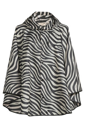 poncho met zebraprint zwart/wit