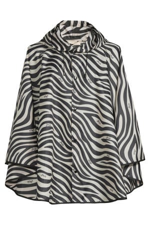 poncho met zebraprint zwart/wit