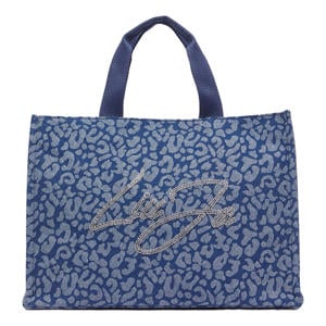 denim shopper met panterprint bruin
