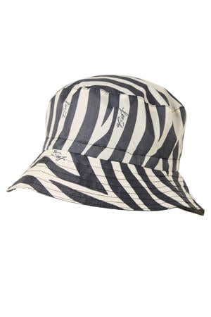 bucket hat met zebraprint zwart/wit
