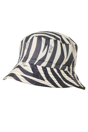 bucket hat met zebraprint zwart/wit