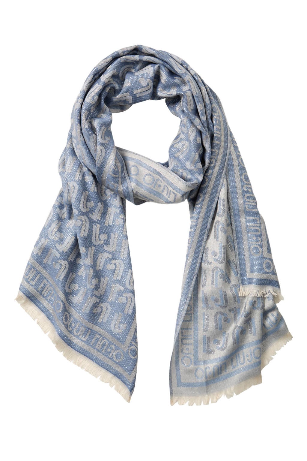 Liu Jo sjaal met logoprint blauw