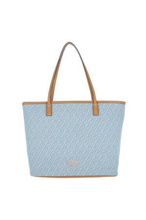 denim shopper met logoprint blauw