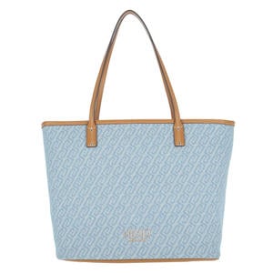 denim shopper met logoprint blauw