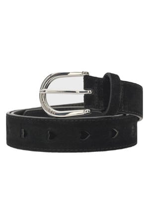 suède riem Cut it Out Heart zwart