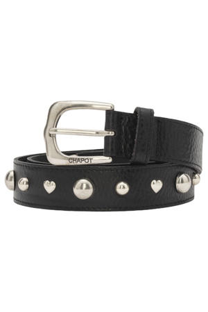 leren riem Play of Studs zwart