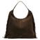 Manfield suede schoudertas met franjes donkerbruin