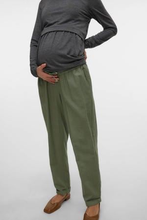 regular waist zwangerschaps casual broek groen
