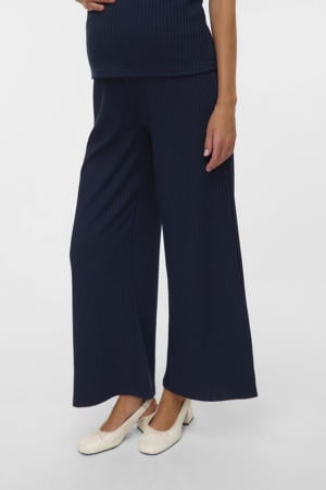 wide leg high waist zwangerschaps casual broek donkerblauw