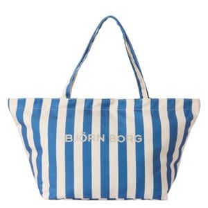 gestreepte strandtas Beach blauw/wit