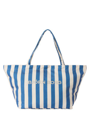 gestreepte strandtas Beach blauw/wit