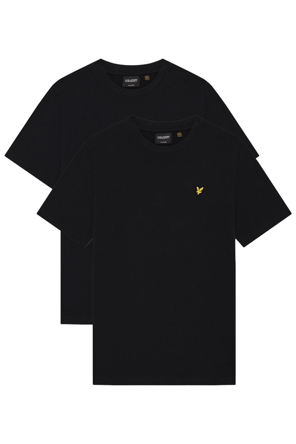 Set van 2 zwarte jongens Lyle & Scott T-shirt van katoen met effen, korte mouwen en ronde hals