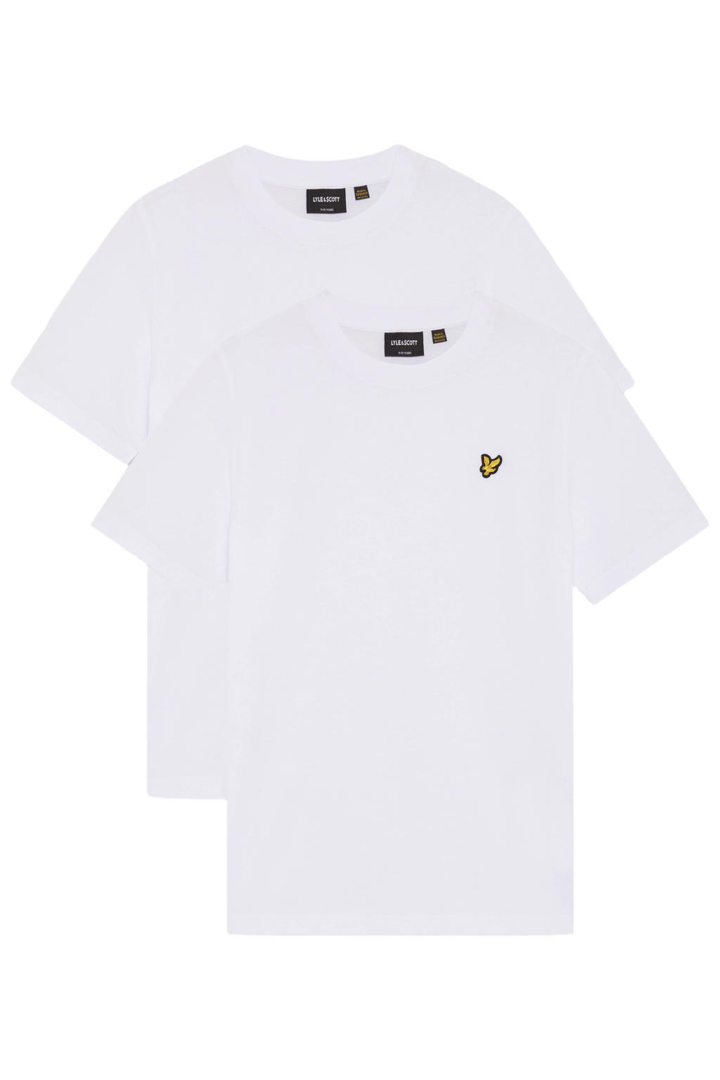Set van 2 witte jongens Lyle & Scott T-shirt van katoen met effen, korte mouwen en ronde hals