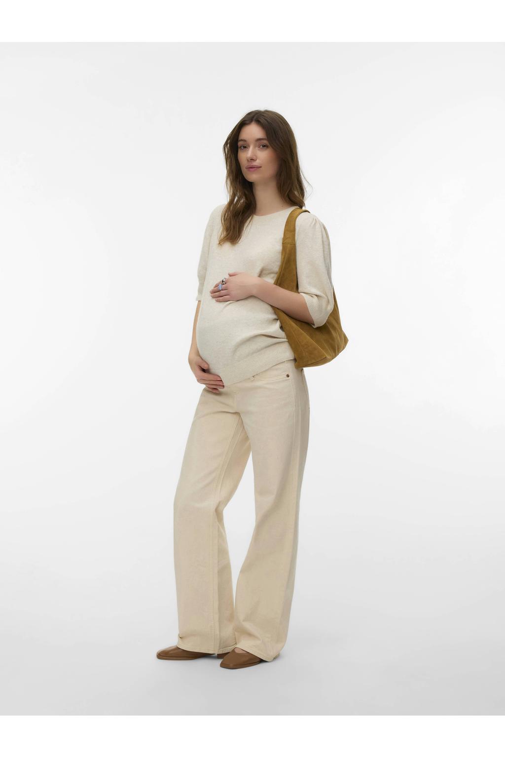 VERO MODA MATERNITY denim wide leg zwangerschaps casual broek ecru