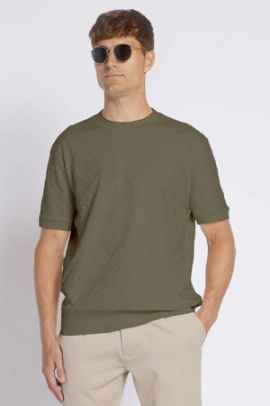 relaxed T-shirt met ingebreid patroon groen