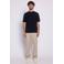 Aeden relaxed T-shirt met ingebreid patroon donkerblauw