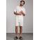 Aeden oversized polo met linnen met textuur ecru