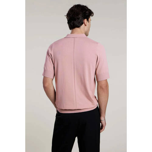Aeden regular polo roze fijn gebreid afbeelding