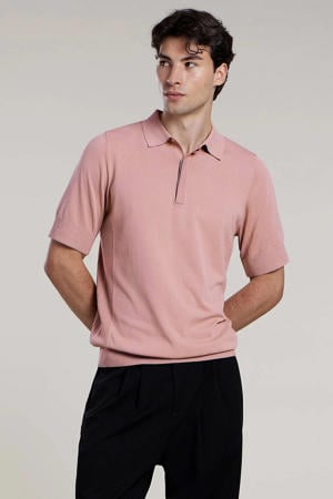 regular polo roze fijn gebreid